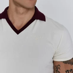 SikSilk Contrast Collared Slim Fit Polo Shirt in White