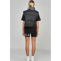 SikSilk Cropped Gilet in Black