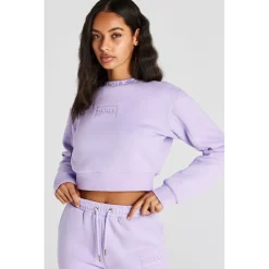 SikSilk Cropped Sweatshirt in Lilac