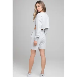 SikSilk Cropped Sweatshirt in Grey