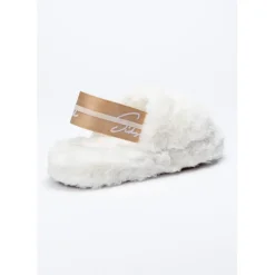 SikSilk Fluffy Slide Slippers in White