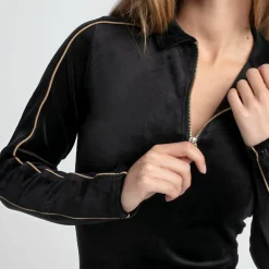 SikSilk Zip Neck Mini Bodycon Dress in Black