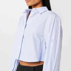 Simkhai Renata Cropped Shirt in Blue