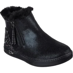 Skechers Cozy Chelsea Bootie Glitter Trim Ankle Boots in Black