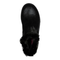 Skechers Cozy Chelsea Bootie Glitter Trim Ankle Boots in Black