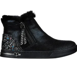 Skechers Cozy Chelsea Bootie Glitter Trim Ankle Boots in Black