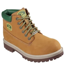 Skechers Dozer Block Heel Leather Safety Boots in Brown