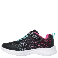 Skechers Flower Theme Kpu Water Repellent Sn Runners Girls in Black