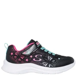 Skechers Flower Theme Kpu Water Repellent Sn Runners Girls in Black