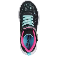 Skechers Flower Theme Kpu Water Repellent Sn Runners Girls in Black