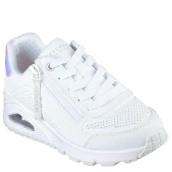 Skechers Lace Up Lateral Zip Sneaker W Holog Low Top Trainers Girls in White