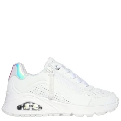 Skechers Lace Up Lateral Zip Sneaker W Holog Low Top Trainers Girls in White