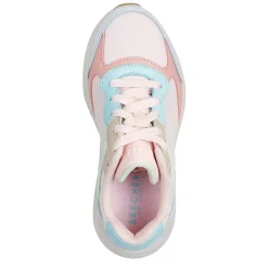 Skechers Lace Up Mixed Material Low Top Trainers in Neutral