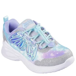 Skechers Lighted Upper Butterfly Wings Sneak Light Up Trainers Girls in Silver