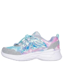 Skechers Lighted Upper Butterfly Wings Sneak Light Up Trainers Girls in Silver