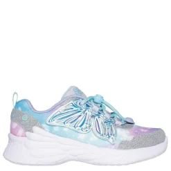 Skechers Lighted Upper Butterfly Wings Sneak Light Up Trainers Girls in Silver