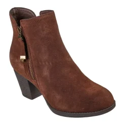 Skechers Metal Tassel Zipper Heeled Bootie in Brown