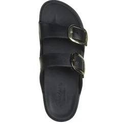 Skechers Molded Double Band Flat Slide Sandals in Black