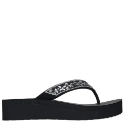 Skechers Womens Butterfly And Flower Gem Thong W Yo Flip Flops in Black