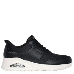 Skechers Womens Duraleather And Mesh Slip Ins Fashion Low Top Trainers in Black