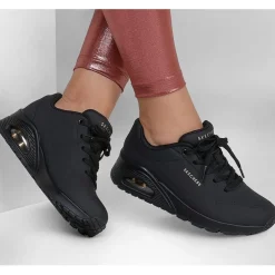 Skechers Womens Uno Stand On Air Trainers in Black