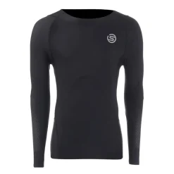 Skins Compression Fit Crew Neck Long Sleeve Top in Black