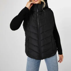 Slazenger Womens Padded Gilet With Fleece Lining in Black