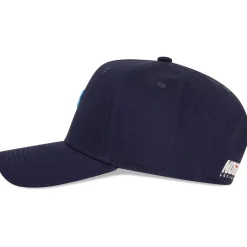 Societe Noir Racer Snapback Cap with Lettering in Blue
