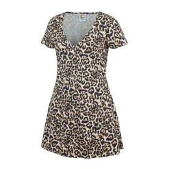 SoulCal Up V-Neck Mini A-Line Dress in Brown