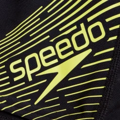 Speedo Boys Medley Logo Aquashorts in Black yellow