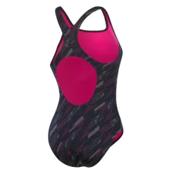 Speedo Hyperboom Allover Medalist Swimsuit in black pink