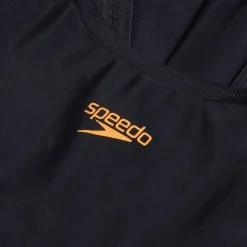 Speedo Juniors Placement Muscleback 1 Piece Swimsuit in Black