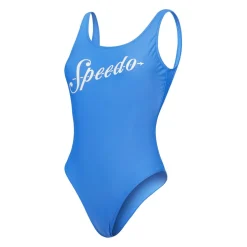Speedo Logo Deep U-Back 1 Piece Swimsuit in Blue