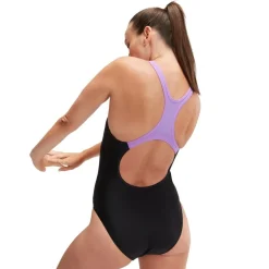 Speedo Medium Stripe One Piece Swimsuit in Black