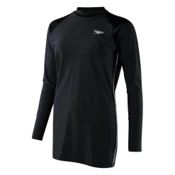 Speedo Mock Neck Regular Fit Long Sleeve T-Shirt in Black