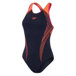 Speedo Stripe Patterned One Piece Swimsuit in Blue