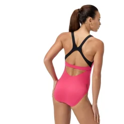 Speedo Womens Flex Band Swimsuit With Built In Swim Bra in Pink