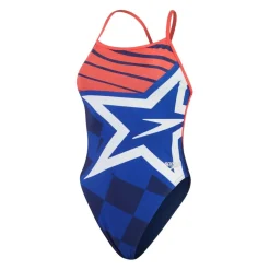 Speedo Womens Placement Digital Vback in Blue