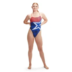 Speedo Womens Placement Digital Vback in Blue