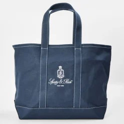 Sporty and Rich Sporty Vendome Tote with Detachable Strap in Blue