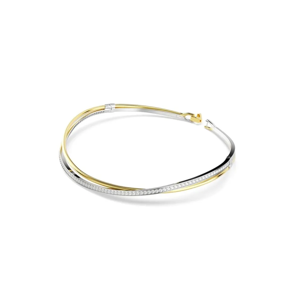 Swarovski Hyperbola Bangle, Round Cut, White, Mixed Metal Finish in Multi