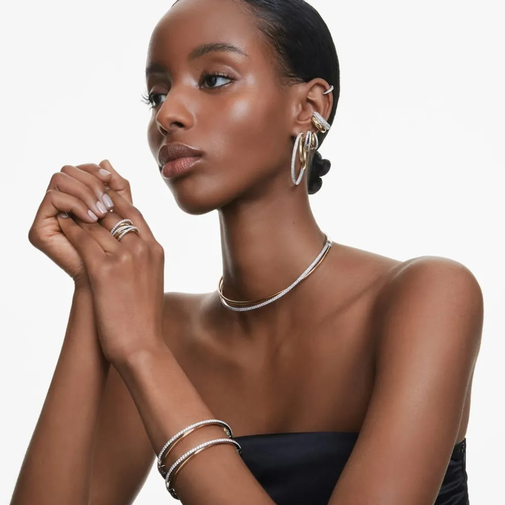 Swarovski Hyperbola Bangle, Round Cut, White, Mixed Metal Finish in Multi