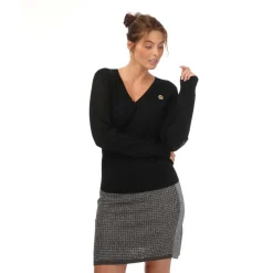 Ted Baker Abiygal Merino Wool V-Neck Jumper in Black