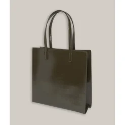 Ted Baker Crinkle Icon Leather Tote Bag in Green