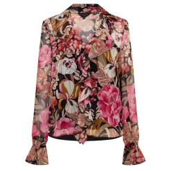 Ted Baker Cristii Long Sleeve Collared Neck Blouse in Black