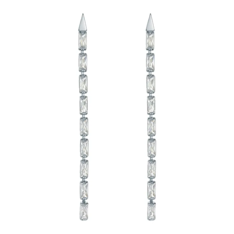 Ted Baker Crystal Baguette Drop Earrings in Silver