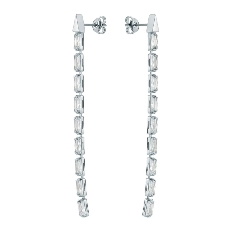 Ted Baker Crystal Baguette Drop Earrings in Silver