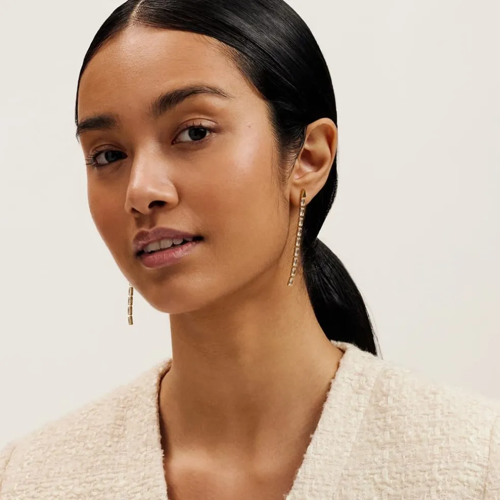 Ted Baker Crystal Baguette Drop Earrings in Silver