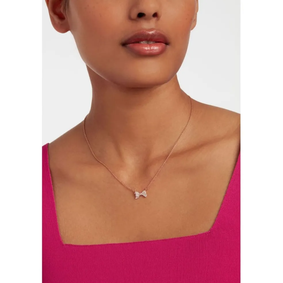 Ted Baker Crystal Bow Pendant Necklace in White