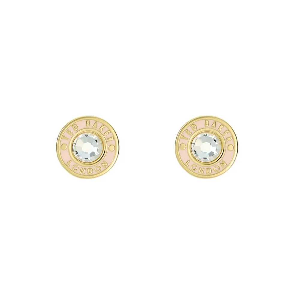 Ted Baker Crystal Button Stud Earrings in Gold